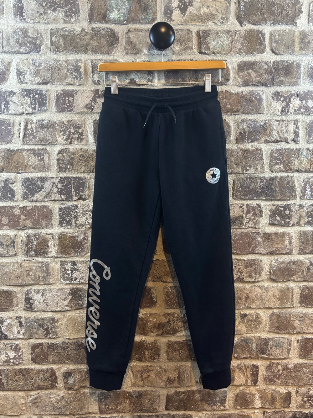 Converse Black Kids Logo Joggers with Script Side Print Girls Size Large 12-13